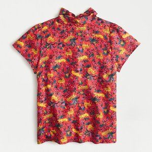 J.Crew Collection silk bow-back top in jungle cat